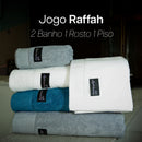 Kit Completo Raffah - 2 toalhas de Banho, 1 de Rosto e 1 de Piso Residêncial Branca